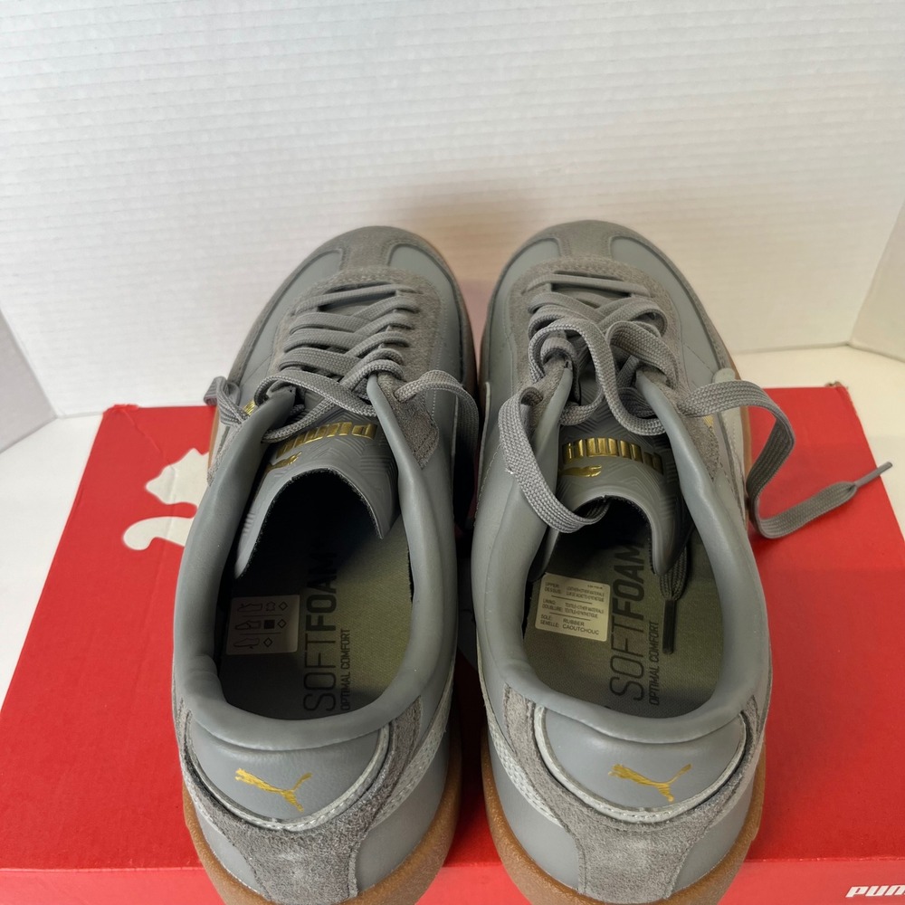 Puma Club II Era‎ Mens 10.5 Gray Gold Leather Suede Gum Sole Sneakers 397447 12 - Picture 2 of 7